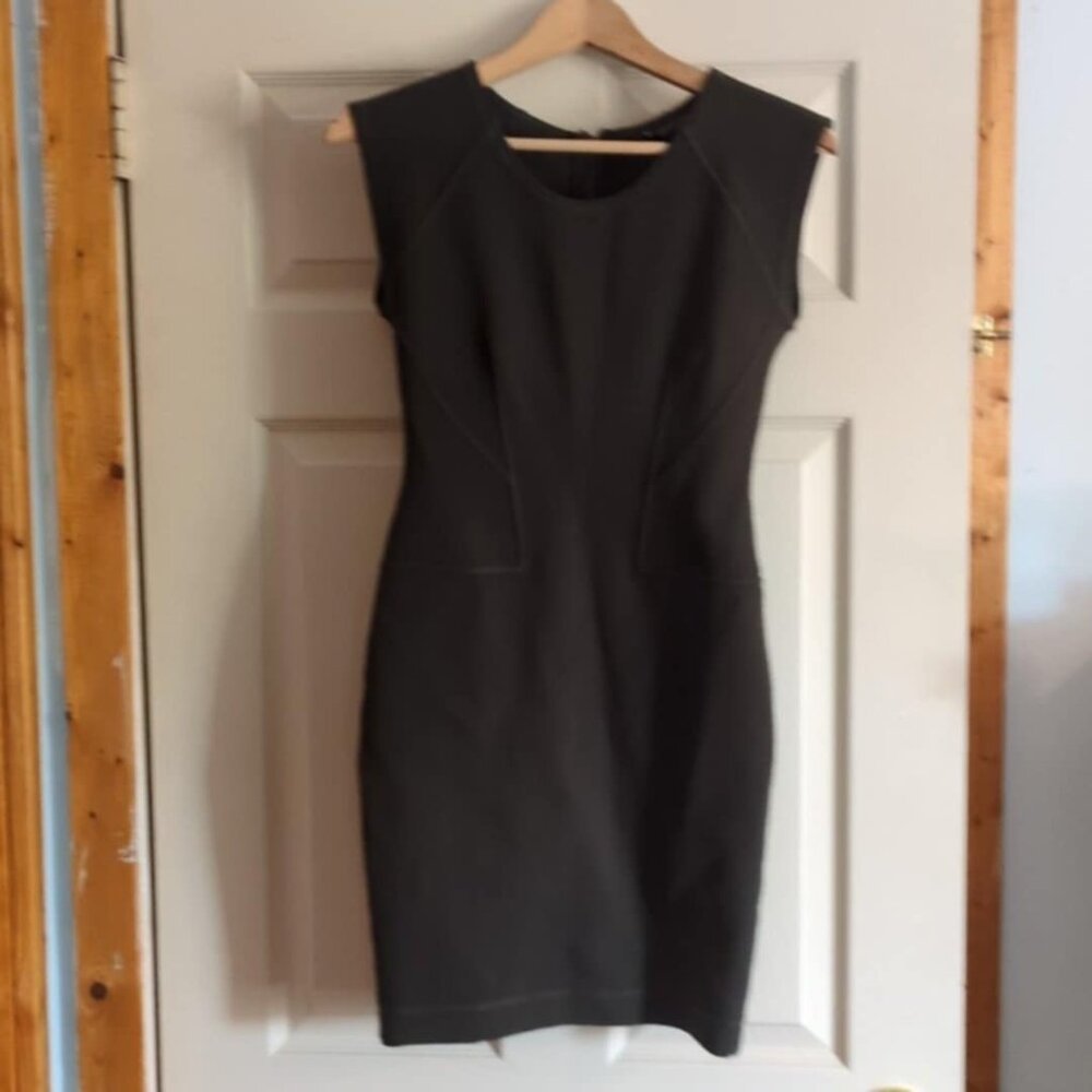 French Connection Sz 6 Dress Forest Green Sexy Tight Compression Military Spy